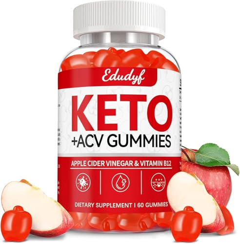 EDUDYF Apple Cider Vinegar Gummies - Keto ACV Gummies for Digestive Health & Weight Loss | Apple Cider Vinegar with B12 & Pectin, Supports Metabolism, Vegan & Allergen-Free - 60 Count