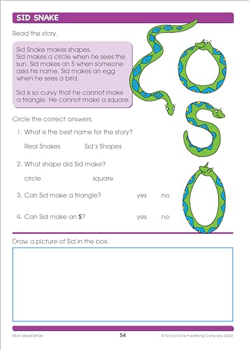 School Zone - Reading Activities Workbook - 64 Pages, Ages 6 to 8, 1st Grade, 2nd Grade, Comprehension, Comparing, Contrasting, Evaluating, and More (School Zone I Know It!® Workbook Series)