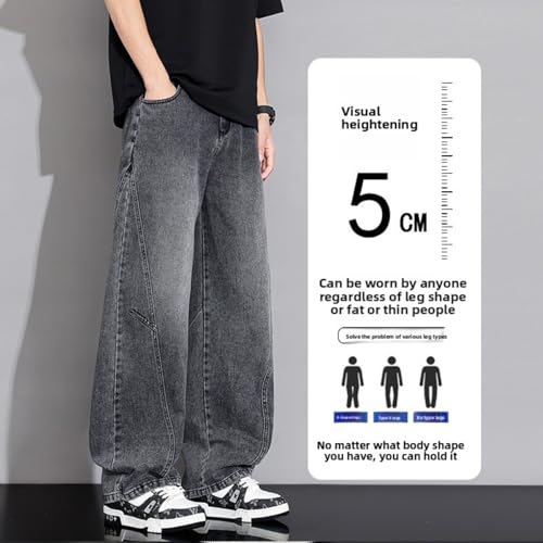 Men's Wide Leg Patchwork Jeans Summer Thin Loose Fit Breathable Retro Casual Pants4