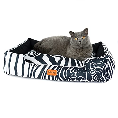Halkalife Panier pour Chien et Chat - Grand canapé de Luxe - Imperméable - Taille S - Zèbre