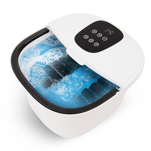 Niceey Pediluvio XXL, Hidromasaje para Pies con Temperatura y Tiempo Ajustables- de 32°C a 48°C, con 10 con Rodillos Manuales y Masaje Shiatsu, 14L, Weiß