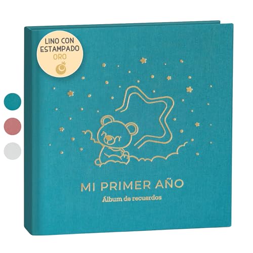 Album Fotos Bebe Mi Primer Año con Portada en Tela Lino y 75 Pági...