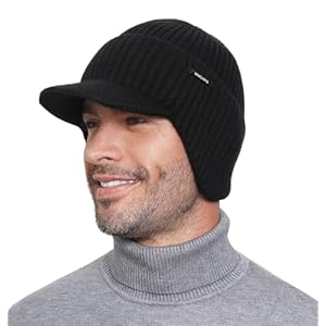 Wmcaps Gorro de invierno con ala y orejeras, gorro de punto con forro polar cálido para exteriores para hombres y mujeres