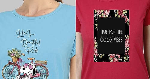 Image of Combo Women's T-Shirts, Cotton Half Sleeves Round-Neck Printed T-Shirt for Girls, & Women Tees (Pack of 2) 960-980-