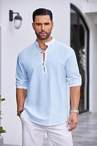 Image of Zombom Men's Kurta || Chinese Collar Long Sleeves || Straight Hip Length Kurtas || Short Kurta for Men || for Festival || Function || Occasion Wear Fancy Kurta for || Best Gifts for Men