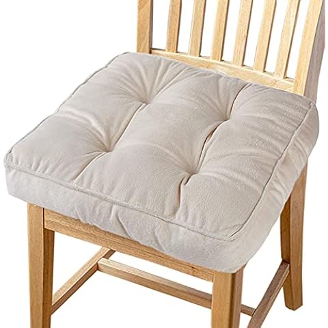 Big Hippo Chair Pads Square Chair Cushion with Ties Soft Thicken Seat Pads Cushion Pillow for Office,Home or Car Sitting 17" x 17"(Beige) Cover
