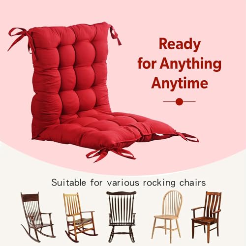 Image of Kuber Industries 18x36 Inch Microfiber Comfy Long Rocking Chair Pad /Floor Cushion with Ties | Comfortable Sitting Large Pillows Seating for Adults | Maroon