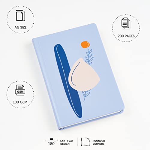 Image of FACTOR NOTES Hardbound Notebook: 100 GSM|A5|3 Bookmarks|200 Pages|Inner Pocket|Ruled (The Blue Sunset)