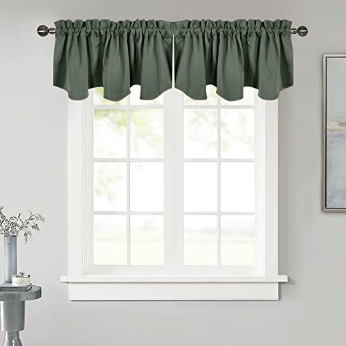 NICETOWN Kitchen Curtain Blackout Valance for Living Room, Farmhouse Thermal Insultaed Bathroom Rod Pocket Window Valances for Small Windows Bedroom C