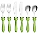 Exzact Cubertería Infantil 6 Pieza para niños de Acero Inoxidable - 2 x Cena Cuchillo, 2 x Cena Tenedor, 2 x Cena cuchar (Rana x 6)