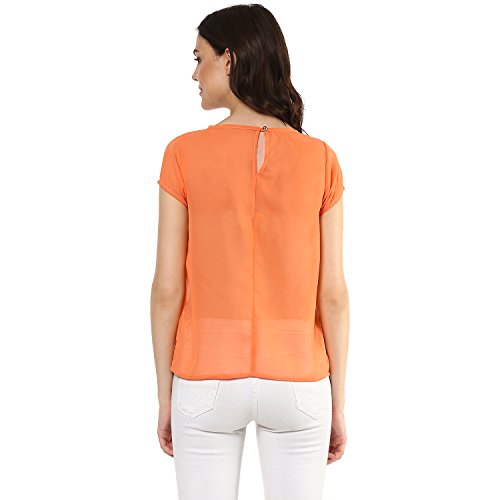 Image of mayra Women's Georgette Orange Color Short Sleeve Top