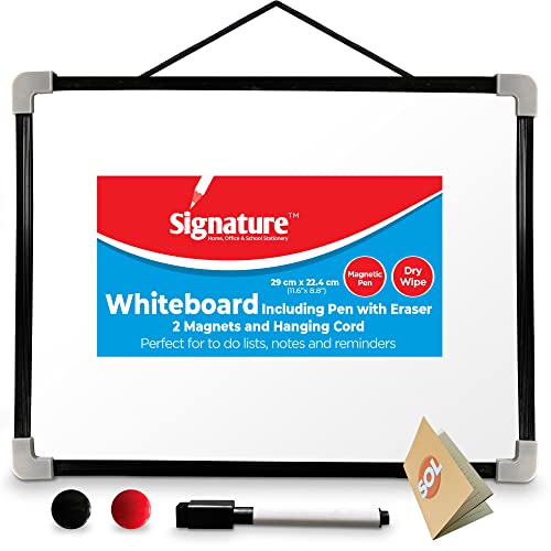 SOL Whiteboard with Pen, 29x24cm Small Portable Dry Wipe Board Perfect for Home & Office Use, Re-usable & Easy to Clean with Smooth Writing Surface Ideal Planning & Organisation, Easy to Install & Use SOL Whiteboard with Pen, 29x24cm Small Portable Dry Wipe Board Perfect for Home & Office Use, Re-usable & Easy to Clean with Smooth Writing Surface Ideal Planning & Organisation, Easy to Install & Use
