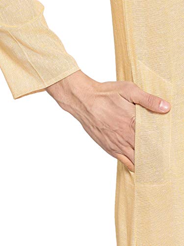 Image of Vastraa Fusion Men's Printed Kurta Pure Cotton Long Kurta, Round Collar, Full Sleeves, Button Kurta, Ethnic Wear