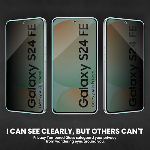 Image of FIRST MART Privacy Tempered Glass for Samsung Galaxy S24 FE With Cable Guard & Installation Kit | Anti-Spy 9H Screen Protector, Edge-to-Edge, Case-Friendly | Black
