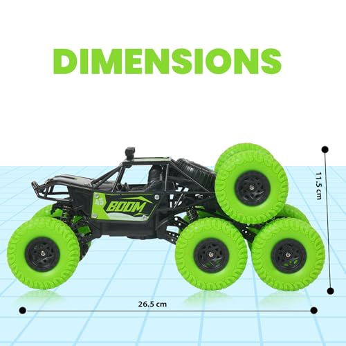 Image of Gooyo GY-97 Hi-Speed Rechargeable Remote Control Rock Crawler Car Toy | 8 Tyres Monster Truck Rock Crawler | 50 Climbing RC Car 4x4 Off-Road Car Toy | Green | in-Built Battery | Gift Box Pack