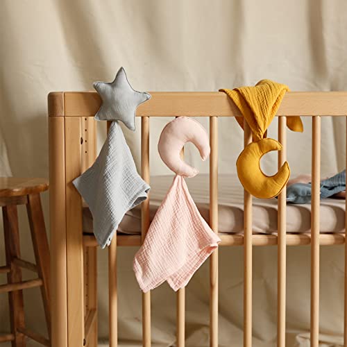 Image of insular Baby Lovey Blanket for Boys and Girls, Organic Cotton Muslin Security Blanket for Babies, Soft Breathable Lovie Soothing Towel for Newborn and Infant, Star&Moon(Pink)
