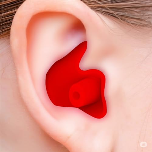 Image of Silicone Swimming Waterproof Soft Ear Plugs Reusable Anti-Noise Dust-Proof Water Diving Sports Earplugs (Red, One Size)