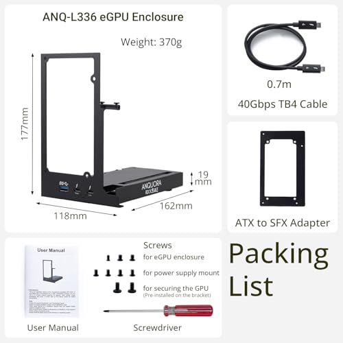 Image of ANQ-L336 Mini eGPU Enclosure 40Gbps Thunderbolt3 /4 USB4 for Laptop Compatible with Win /Linux /MacOS /ROG Ally X /Claw 8, PCIe External GPU Dock with PD 85W, Support NVIDIA /AMD, DC /ATX /SFX /Flex