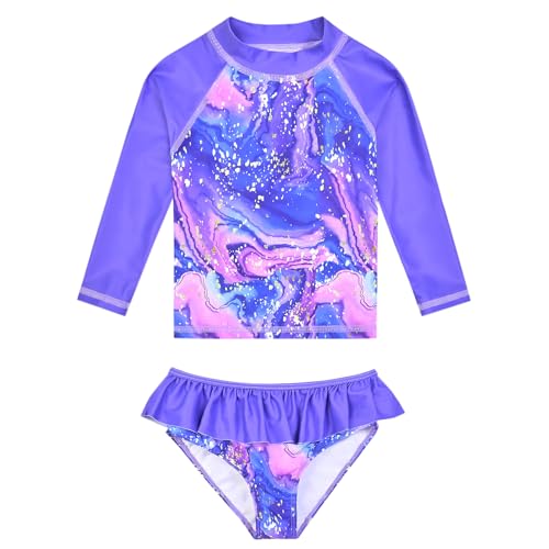 Image of QPANCY Girls Rash Guard Swimwear Swimsuit Bathing Suits UPF 50+ Sun Protection
