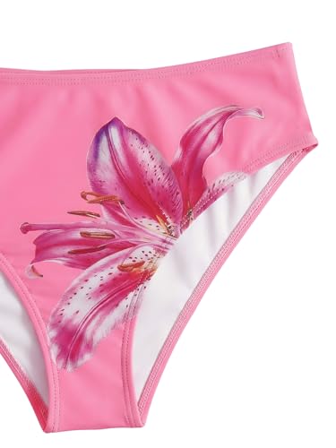 Image of RoseSeek Girl's Tie Dye Smocked 2 Piece Swimwear Sets Backless Halter Bikini Cute Brief Bathing Suit