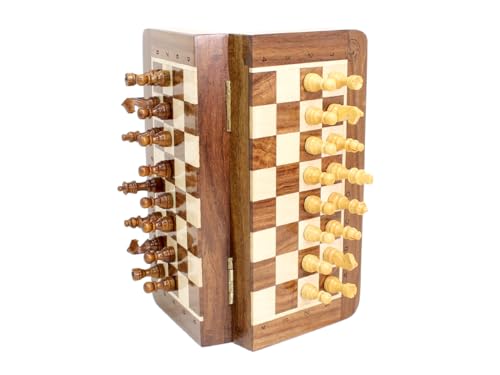 Set de ajedrez magnético plegable 16.25 cm madera miniatura 3