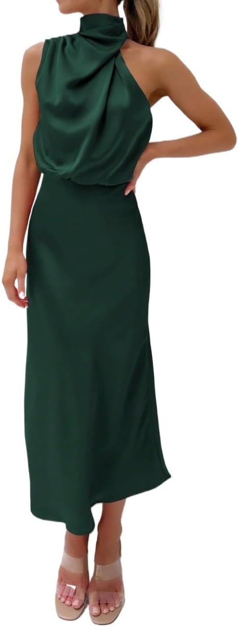 ACE SATIN DRESS アセテート サテンノースリーブワンピース 