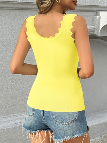 Image of Saodimallsu Womens Ribbed Knit Tank Top Summer Sleeveless Square Neck Casual Basic Slimming Sweater Vest Tops