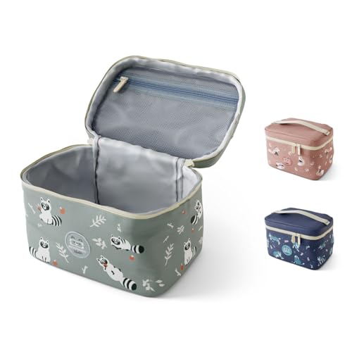 MONBENTO – Sac Isotherme Repas Enfant Frosty vert Raccoon – Glacière pour Transporter Lunch Box, Gourde, Accessoires et Encas - Sac Gouter Idéal pour...