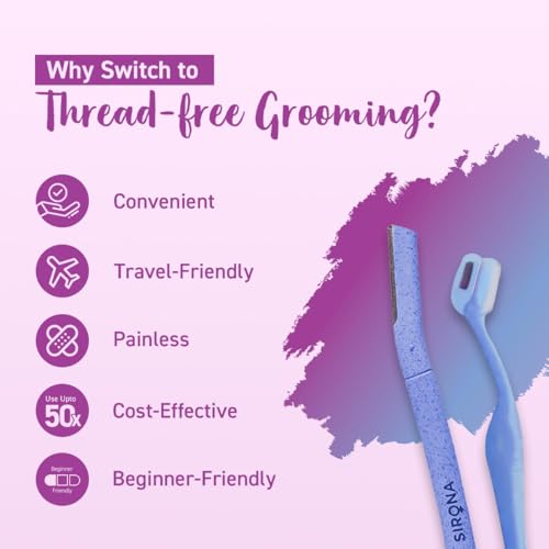 Image of Sirona Reusable Face Razor & Eyebrow Razor Combo for Women (Pack of 2) | Dual Razor Set with Stainless Steel Blades | Facial Hair Removal with Precision Tip & Guarded Edge | Compact, Safe & Easy Grooming Tools
