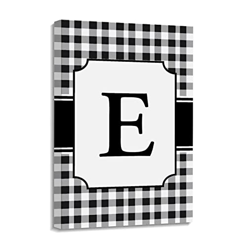 Toile contemporaine lettre E alphabet buffle avec cadre premium noir
