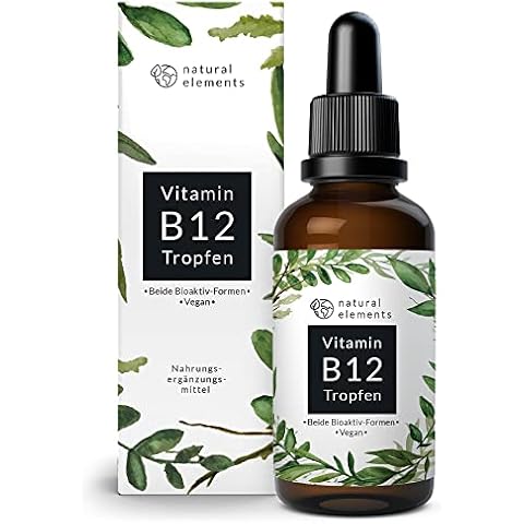 Vitamin B12 Tropfen - 50ml (900 Tropfen) - Beide Aktivformen (Methyl- & Adenosylcobalamin) - Ohne Alkohol, vegan Cover