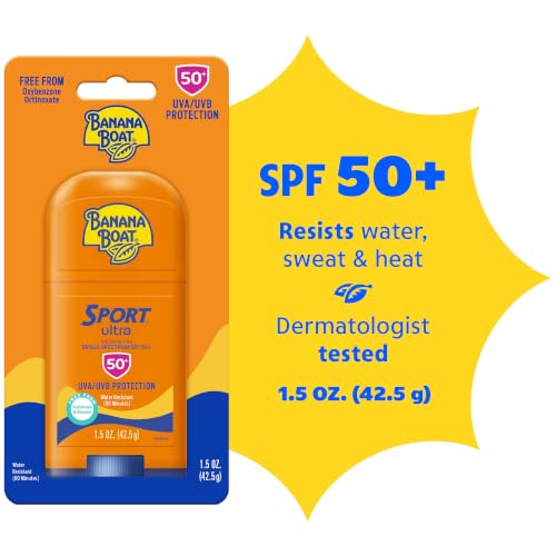 Image of Banana Boat Sport SPF 50 Sunscreen Stick, 1.5 oz | Travel size sunscreen for face and body, Water and sweat resistant, Easy application, UVA /UVB broad spectrum protection
