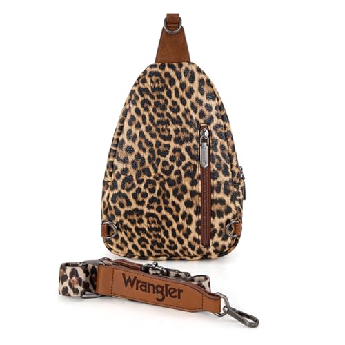 Wrangler Western Crossbody Sling Bags for Women Backpack Chest Bag for Travel, Daily Use, and Gifts - Leopard and Cow Print4