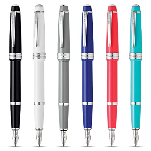 Image of Cross Bailey Light Polished Blue Fountain Pen - Refillable, Medium Nib, Black Ink, Presented in Everyday Gift Box