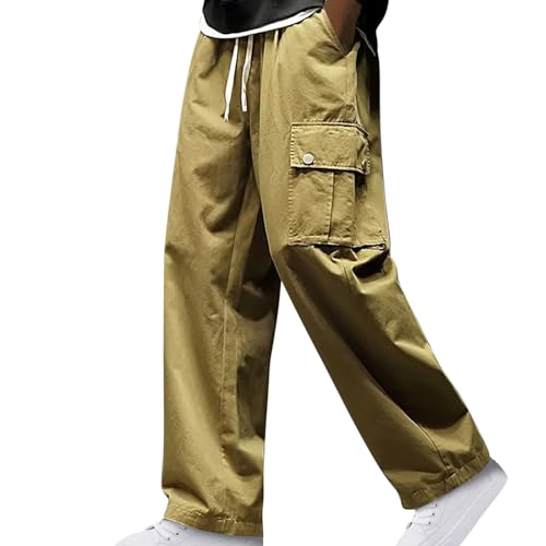 Mens Cargo Sweatpants Wide Leg Joggers Pants with Pockets for Athletic Workout Jogging Running Fashion Elastic Waist Trouser