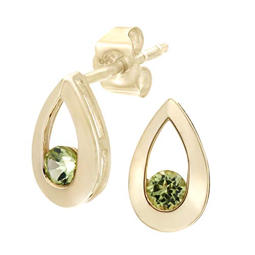 Citerna Damen-Ohrstecker 9 K Tränen 0,25 ct Peridot Ohrringe 375 Gelbgold grün rundschliff