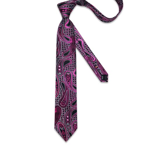 Image of DiBanGu Mens Paisley Tie Set Silk Woven Jacquard Necktie and Pocket Square Cufflinks Gift Set for Wedding Bussiness