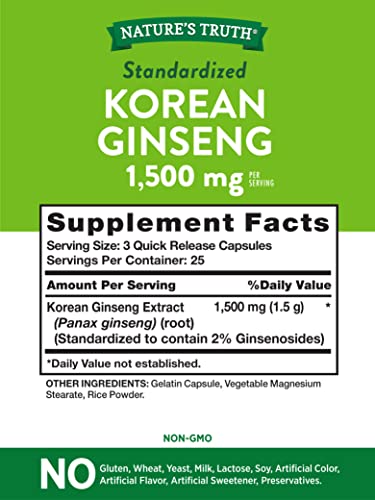 Nature's Truth Korean Ginseng Root Extract Capsules #TOP10