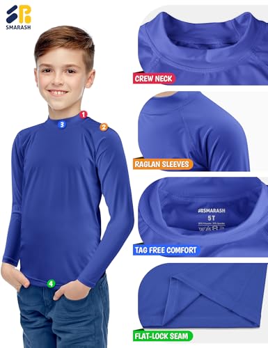 Image of Boys Rash Guard Swim Shirts Long Sleeve UPF 50+ Swimwear Toddler Kids Sun Protection SPF Water Surfing Swimming Shirts 0-16Y