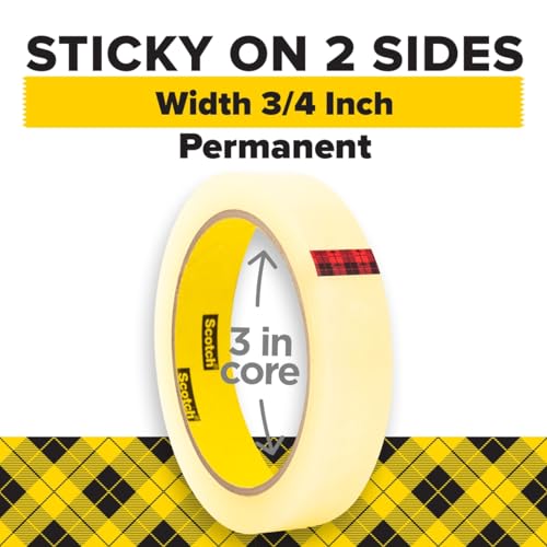 Scotch Double Sided Tape, 0.75 in. x 1296 in., 2 Refill Tape Rolls | Office and School Supplies for Arts and Crafts, Alternative to Scrapbooking Tape - image 2
