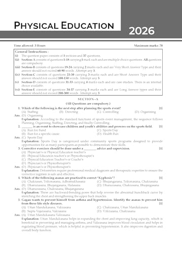 Image of Gurukul by Oswal CBSE Class 12 Physical Education 10 Years Solved Papers for 2027 Exam | Yearwise Board Papers 2017-2026 | All Sets Delhi & Outside