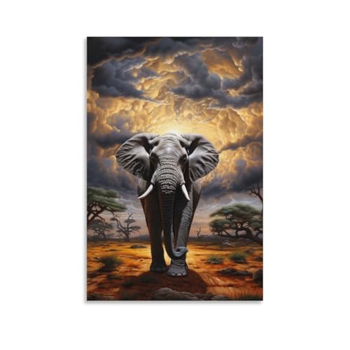 Pinturas murales de elefante hiperrealista en lienzo de alta fidelidad 50x75