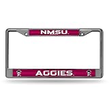 Rico Industries NCAA Bling Chrome License Plate Frame with Glitter Accent, New Mexico State Aggies