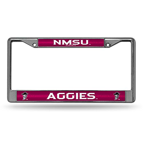 Rico Industries NCAA Bling Chrome License Plate Frame with Glitter Accent, New Mexico State Aggies