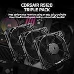 CORSAIR RS120 120mm PWM Fans – Daisy-Chain Connection – Low-Noise – Magnetic Dome Bearing – Triple Pack – Black - Image 2