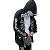 FeMereina Women's Y2K Zip Up Hoodies Aesthetic Letter Graphic Printed Pullover Casual Cardigan Sweatshirt Pocket Oversized 90S E-Girl Streetwear Grunge Jacket (Black Skull, XXL) #4