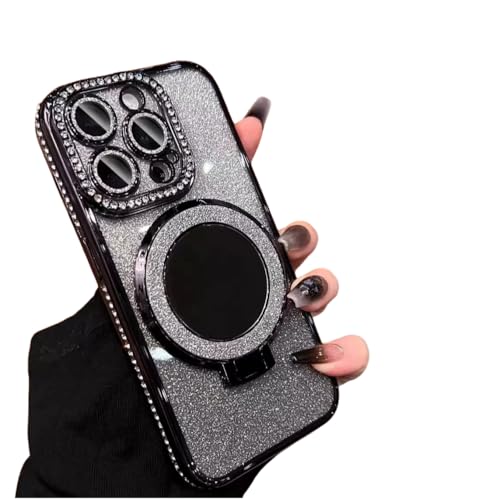 適用対象iPhone17 Pro Maxケース 6.9インチ 対応 背面きらきら ラインストーン キラキラリング付き 女性 鏡 ミラー ワイアレス充電 薄型 シンプル 韓国 人気 アイフォン17プロマックス携帯カバー かわいい 純正 全方位カラー レンズ保