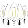 Ascher E12 LED Classic Candelabra Clear Light Bulbs 4W, Equivalent 40W, Daylight White 5000K, Non-Dimmable, Filament Clear Glass, Pack of 5