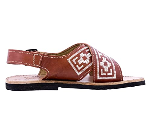 Cowboy Professional Mens 005 Chedron All Real Leather Mexican Huaraches Open Toe Piteado3