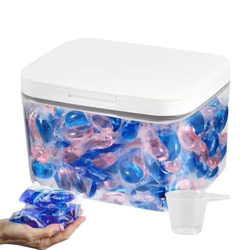 Contenedor de polvo para lavandería, dispensador de detergente en polvo de 2.8 L, contenedor transparente de gran capacidad con tapa con taza medidora para lavandería